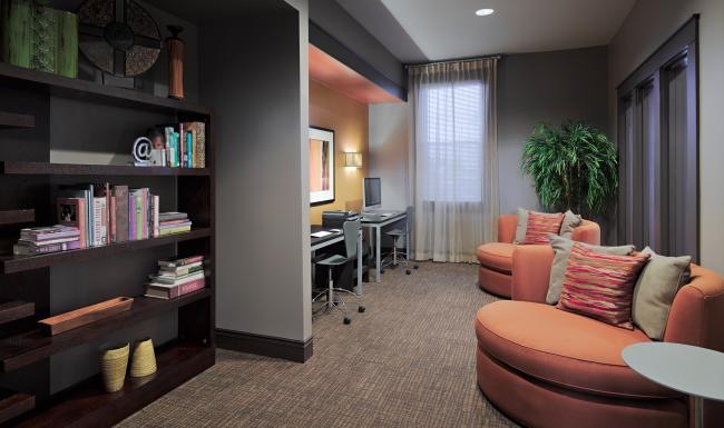 a room with a bookcase