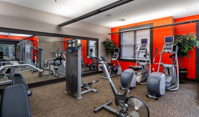 a gym with exercise equipment